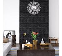BOWEKAM Lot de 20 briques de papier peint autocollant 3D pour maison et jardin Noir