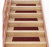 BOWEKAM Lot de 30 tapis d'escalier autocollants rectangulaires Rouge 76 x 20 cm