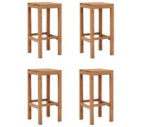 BOWEKAM Lot de 4 tabourets de bar en bois de teck massif pour meubles, chaises, table et bar