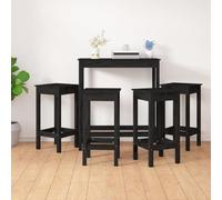 BOWEKAM Lot de 5 meubles de bar en pin massif noir pour cuisine et salle à manger