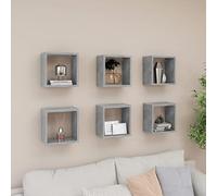 BOWEKAM Lot de 6 étagères murales en forme de cube Gris béton 26 x 15 x 26 cm