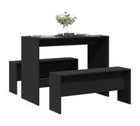 BOWEKAM Maison & Jardin-3 Pièces Table à Manger et Banc Ensemble Noir Engineered Meubles en Bois Choix
