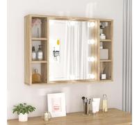BOWEKAM Maison & Jardin Armoire Miroir avec LED Chêne Sonoma 76x15x55 cm-Choix de Meubles