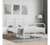 BOWEKAM Maison & Jardin - Cadre de lit en métal sans matelas avec repose-pieds, blanc, 120 x 200 cm, choix d'équipement