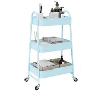 BOWEKAM Maison & Jardin Chariot de rangement 3 étages Bleu 42 x 41,5 x 77 cm Acier