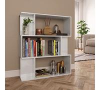 BOWEKAM Meuble à livres / paravent blanc brillant 80 x 24 x 96 cm en bois d'ingénierie