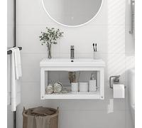 BOWEKAM Meuble salle de bain mural en fer blanc 59x38x31 cm