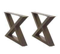 BOWEKAM Meubles, accessoires de table, pieds de table, pieds de table basse 2 pièces en acier naturel 50 x (30-31,3) cm