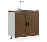 BOWEKAM Meubles, armoires et rangement, armoires de cuisine, armoire à base d'évier, chêne marron Porto, 80 x 46 x 81,5 cm, bois d'ingénierie