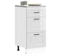 BOWEKAM Meubles, armoires et rangement, armoires de cuisine, armoire de base de cuisine Porto en bois blanc brillant