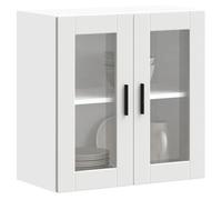 BOWEKAM Meubles, armoires et rangement, armoires de cuisine, armoire murale de cuisine avec porte en verre Porto Blanc