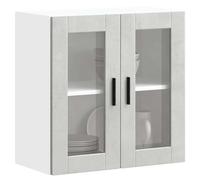 BOWEKAM Meubles, armoires et rangement, armoires de cuisine, armoire murale de cuisine avec porte en verre Porto Béton gris