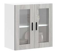 BOWEKAM Meubles, armoires et rangement, armoires de cuisine, armoire murale de cuisine avec porte en verre Porto Grey Sonoma