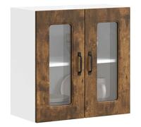 BOWEKAM Meubles, armoires et rangement, armoires de cuisine, armoire murale de cuisine avec porte en verre Kalmar chêne fumé en bois d'ingénierie