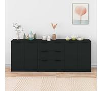 BOWEKAM Meubles, armoires et rangement, buffets et buffets, 3 pièces en bois d'ingénierie noir