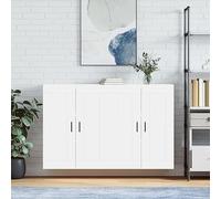 BOWEKAM Meubles, armoires et rangement, buffets et buffets, armoires murales 2 pièces en bois d'ingénierie blanc