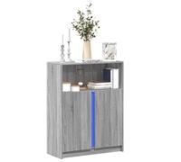 BOWEKAM Meubles, armoires et rangement, buffets et buffets, buffet avec LED gris Sonoma 77 x 34 x 100 cm en bois d'ingénierie