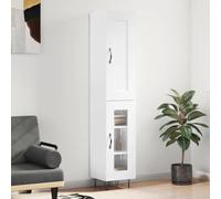 BOWEKAM Meubles, armoires et rangement, buffets et buffets, buffet haut blanc brillant, 34,5 x 34 x 180 cm, bois d'ingénierie