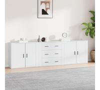 BOWEKAM Meubles, armoires et rangement, buffets et buffets, buffets 3 pièces en bois d'ingénierie blanc
