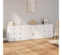 BOWEKAM Meubles, armoires et rangement, buffets et buffets, buffets 3 pièces en bois d'ingénierie blanc