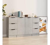 BOWEKAM Meubles, armoires et rangement, buffets et buffets, buffets 3 pièces en bois gris béton