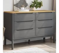 BOWEKAM Meubles, armoires et rangement, commode, commode FLORO gris bois massif pin