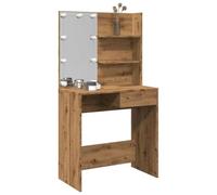 BOWEKAM Meubles, armoires et rangement, meuble-lavabo, coiffeuse de chambre à coucher, coiffeuse avec LED Chêne artisanal 74,5 x 40 x 141 cm