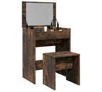 BOWEKAM Meubles, armoires et rangement, meuble-lavabo, coiffeuse de chambre à coucher, coiffeuse et tabouret en chêne fumé 60 x 40 x 113,5 cm