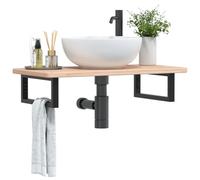 BOWEKAM Meubles, armoires et rangement, meuble-lavabo, meuble de salle de bain, étagère murale en acier et chêne massif