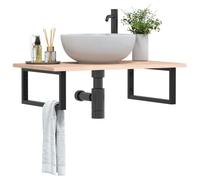 BOWEKAM Meubles, armoires et rangement, meuble-lavabo, meuble de salle de bain, étagère murale en acier et chêne massif