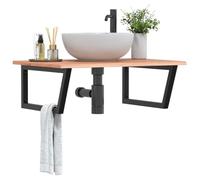 BOWEKAM Meubles, armoires et rangement, meuble-lavabo, meuble de salle de bain, étagère murale en acier et chêne massif