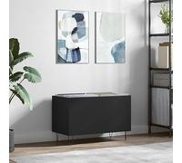 BOWEKAM Meubles, armoires et stockage, armoires de rangement multimédia et racks, armoire à disques noir, 74,5 x 38 x 48 cm en bois d'ingénierie