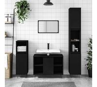 BOWEKAM Meubles, armoires et stockage, unités de lavabo, unités de salle de bain, armoire de salle de bain, noir, 80 x 33 x 60 cm, bois d'ingénierie