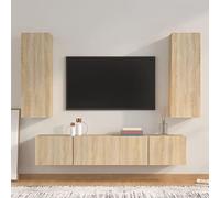 BOWEKAM Meubles, centres de divertissement et meubles TV, 4 pièces Meuble TV en bois de chêne Sonoma