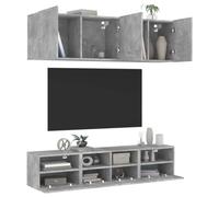 BOWEKAM Meubles, centres de divertissement et meubles TV, 5 pièces unités murales TV en bois gris béton