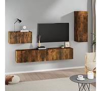 BOWEKAM Meubles, centres de divertissement et meubles TV, ensemble de 4 meubles TV en bois de chêne fumé