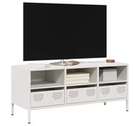 BOWEKAM Meubles, centres de divertissement et supports TV, meuble TV blanc 101,5 x 39 x 43,5 cm en acier laminé à froid