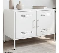 BOWEKAM Meubles, centres de divertissement et supports TV, meuble TV blanc, 68 x 39 x 50,5 cm, acier