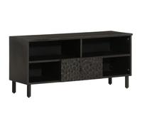 BOWEKAM Meubles, centres de divertissement et supports TV, meuble TV noir, 100 x 33 x 46 cm, bois massif manguier