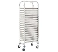 BOWEKAM Meubles, chariots, chariots de cuisine et de salle à manger, chariot de cuisine pour 16 plateaux 38 x 55 x 163 cm en acier inoxydable