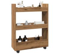 BOWEKAM Meubles, chariots, chariots de cuisine et de salle à manger, chariot de rangement étroit à 3 étages en chêne artisanal en bois d'ingénierie
