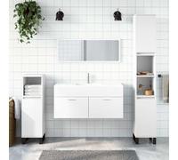 BOWEKAM Meubles, ensembles de meubles, ensembles de meubles de salle de bain, armoire de salle de bain avec miroir, bois d'ingénierie blanc
