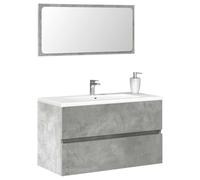 BOWEKAM Meubles, ensembles de meubles, ensembles de meubles de salle de bain, armoire de salle de bain avec miroir, béton gris, bois d'ingénierie