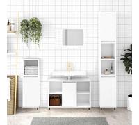 BOWEKAM Meubles, ensembles de meubles, ensembles de meubles de salle de bain, armoire de salle de bain, blanc brillant, 30 x 30 x 100 cm, bois d'ingénierie