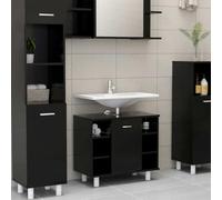 BOWEKAM Meubles, ensembles de meubles, ensembles de meubles de salle de bain, armoire de salle de bain, noir, 60 x 32 x 53,5 cm, bois d'ingénierie