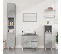 BOWEKAM Meubles, ensembles de meubles, ensembles de meubles de salle de bain, ensemble d'armoires de salle de bain 3 pièces en bois d'ingénierie gris béton