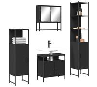 BOWEKAM Meubles, ensembles de meubles, ensembles de meubles de salle de bain, ensemble de meubles de salle de bain 4 pièces en bois d'ingénierie noir