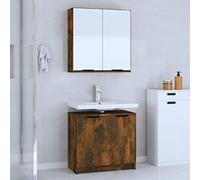 BOWEKAM Meubles, ensembles de meubles, ensembles de meubles de salle de bain, ensemble de meubles de salle de bain 2 pièces en chêne fumé