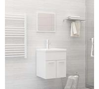 BOWEKAM Meubles, ensembles de meubles, ensembles de meubles de salle de bain, ensemble de meubles de salle de bain 2 pièces en bois blanc brillant