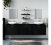 BOWEKAM Meubles, ensembles de meubles, ensembles de meubles de salle de bain, ensemble de meubles de salle de bain 6 pièces en bois d'ingénierie noir